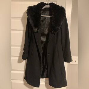 Women’s Ralph Lauren Knee Length Faux Fur Collar Coat